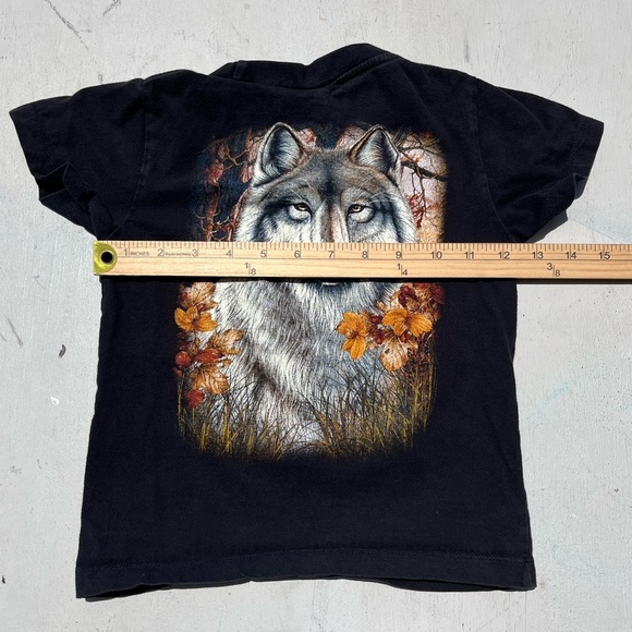 Kids Rock Eagle T-Shirt Black Wolf 2-4 Animal Wildlife Double Sided Nature Fall - Picture 5 of 8